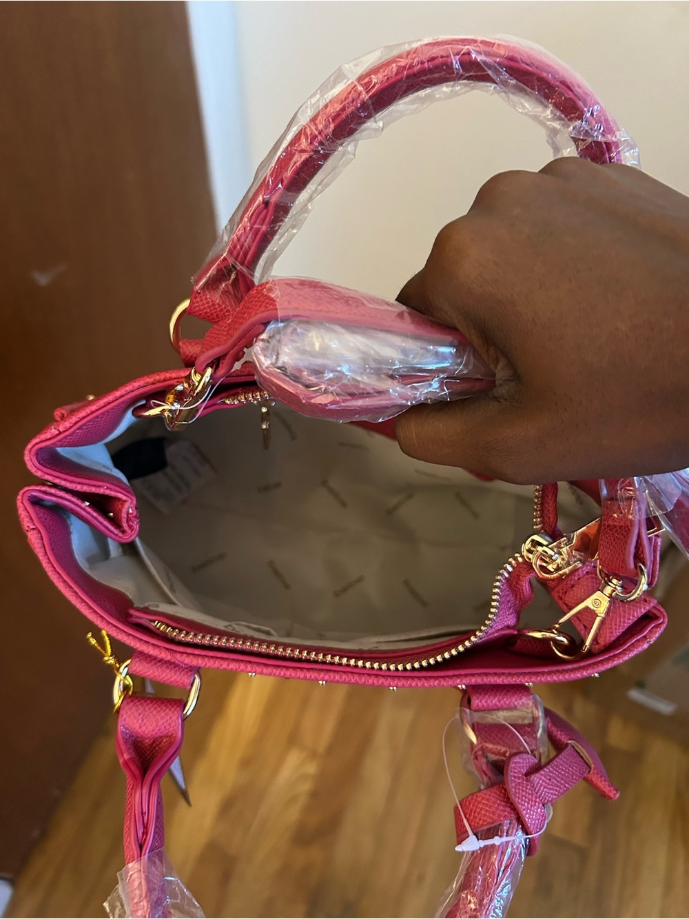 bebe Studded Satchel - Raspberry - Picture 3 of 3